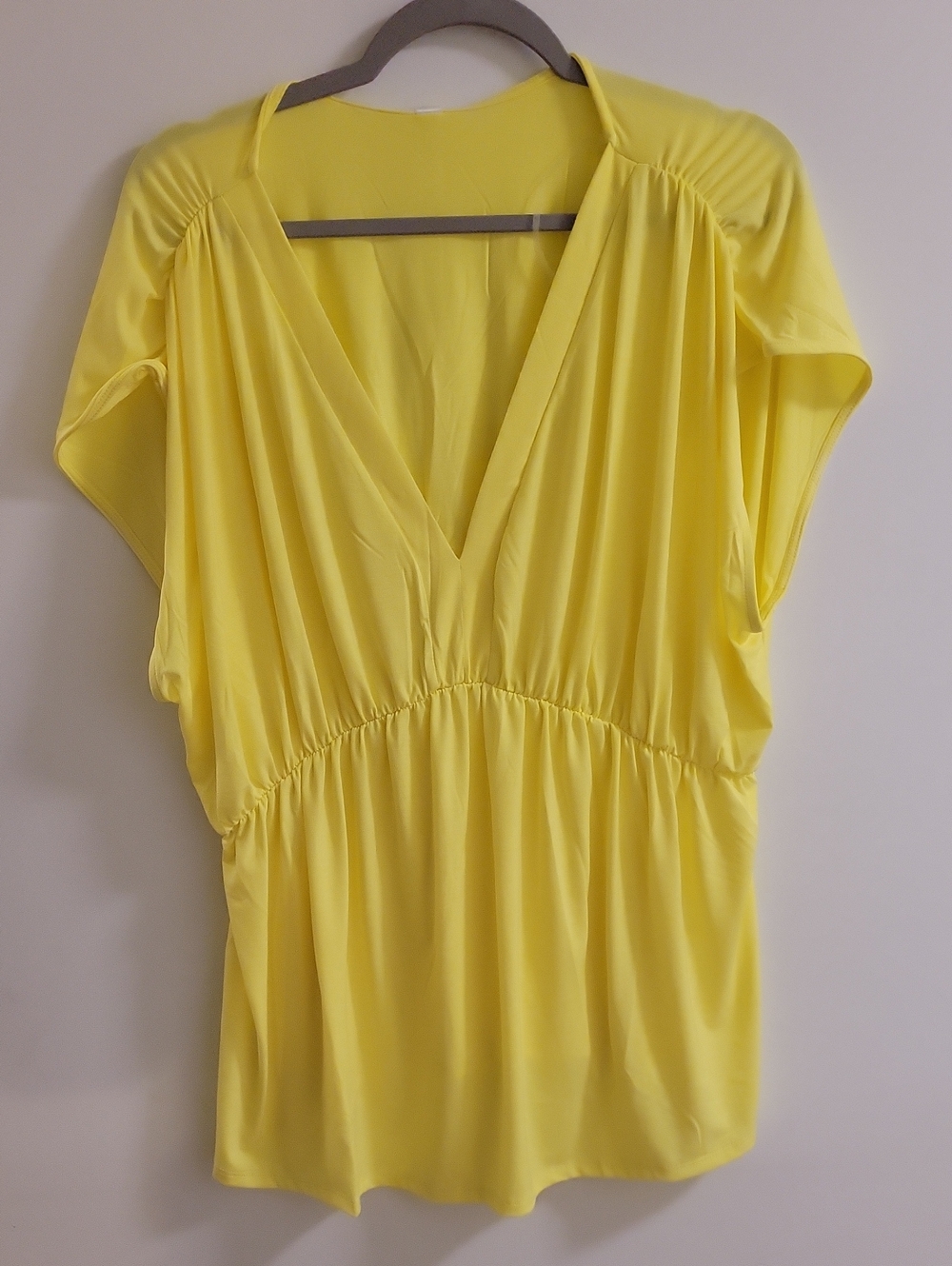 Dear Scarlett Bright Yellow V-Neck Tunic Top Size XL